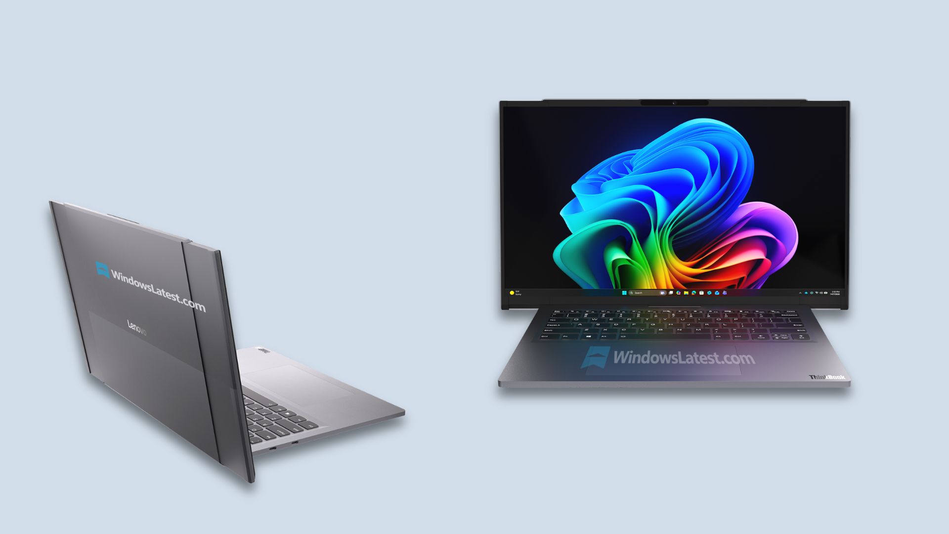 Lenovo презентувала ноутбук Project Swan з ролап-екраном для бізнесу 2 Front and rear views of upcoming Lenovo ThinkBook Rollable PC