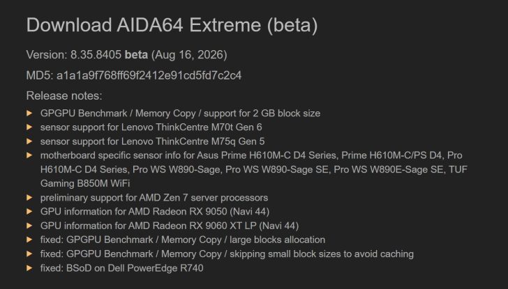 AIDA64 додає підтримку AMD Zen 7 для серверів за два роки до анонсу EPYC Florence 2 AIDA64 додає підтримку AMD Zen 7 для серверів за два роки до анонсу EPYC Florence 2