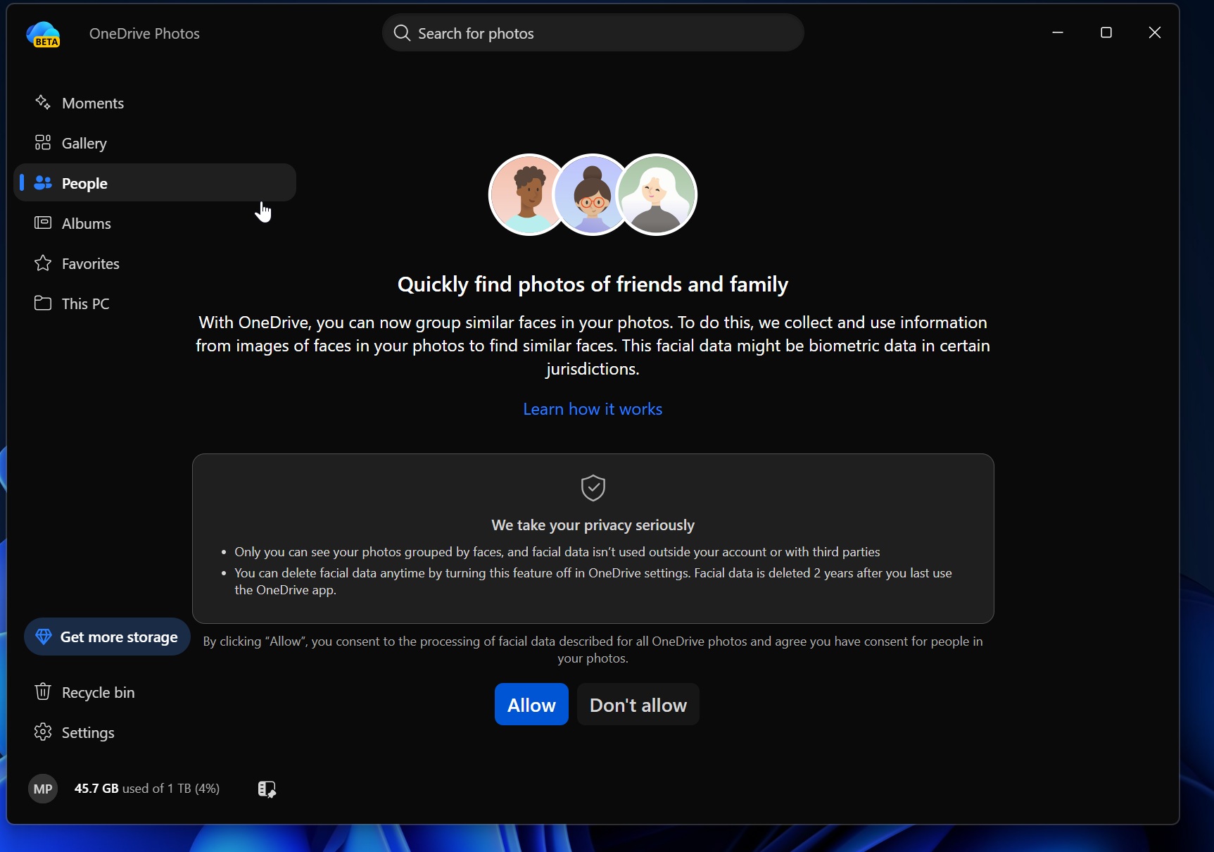 Windows 11 дозволить видаляти OneDrive з усіма файлами 2 OneDrive Photos app People section