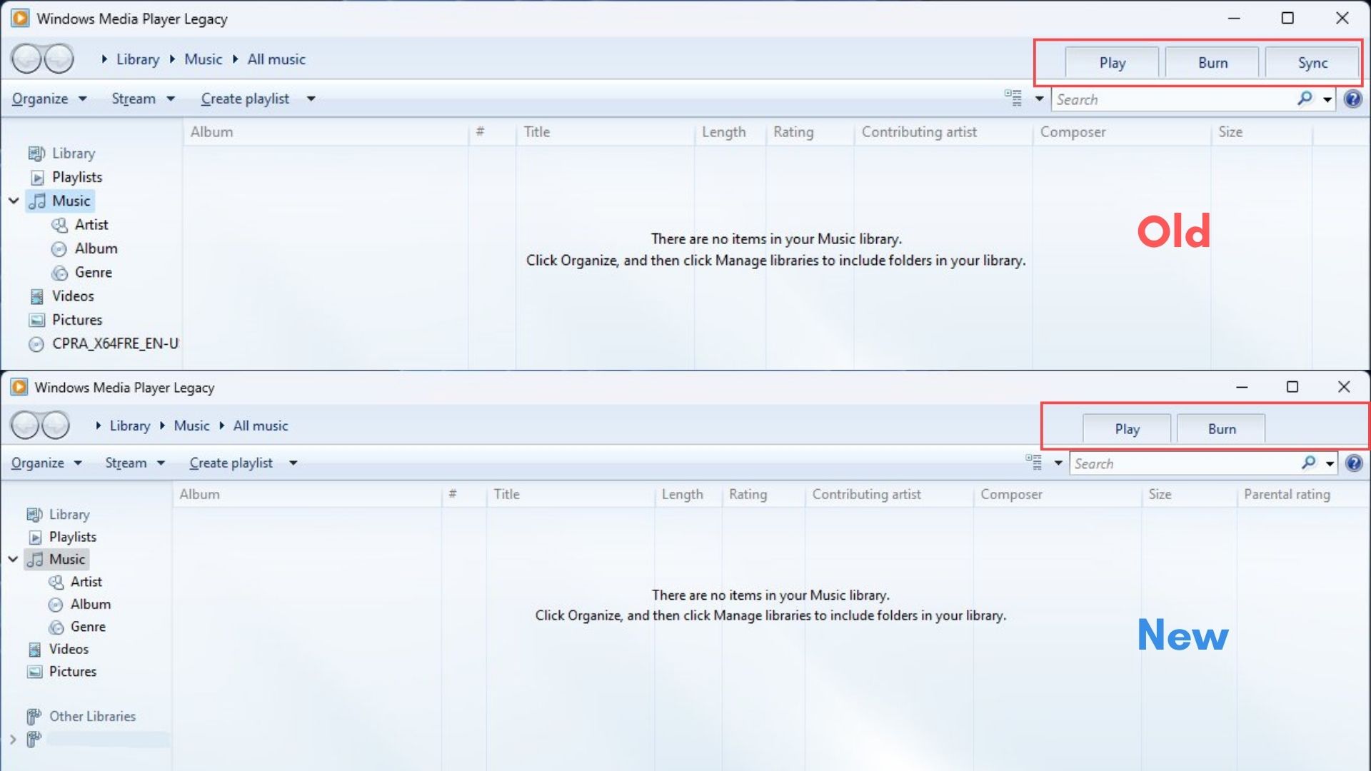 Windows Media Player lost Sync tab