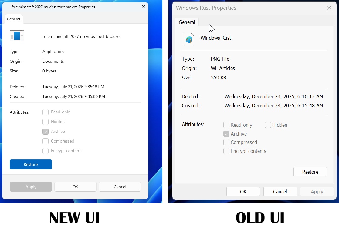 Microsoft не відмовляється від Панелі керування у Windows 11 4 New UI and old UI of Properties sheet in Windows 11