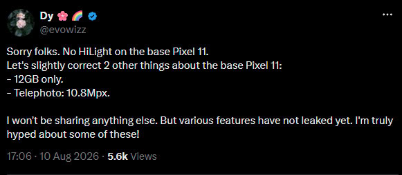 Pixel 11: покращений зум камери та погані новини для HiLight 2