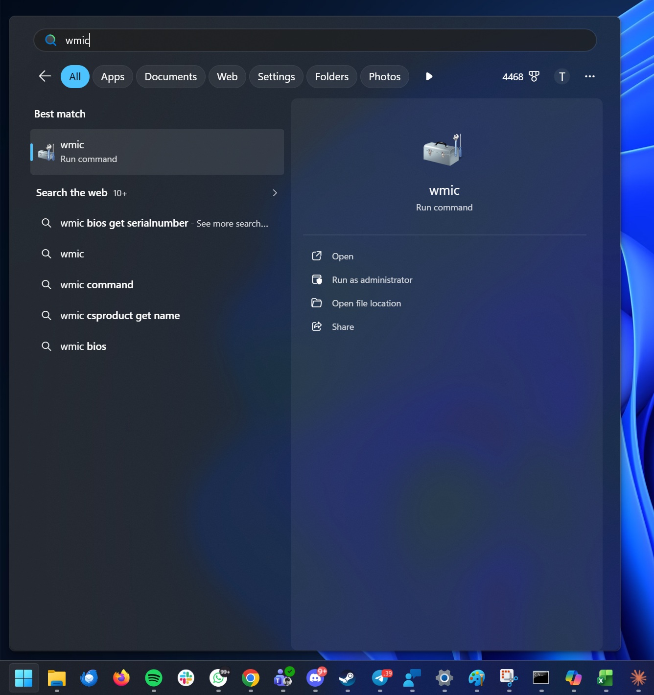 WMIC in Windows 11