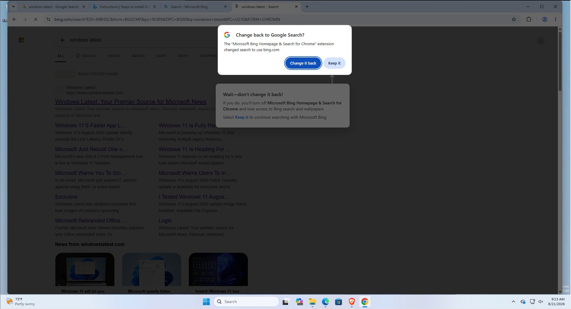 Microsoft інтегрує Bing у Windows 11, навіть поза Edge 10 Google не відступає, і Microsoft теж