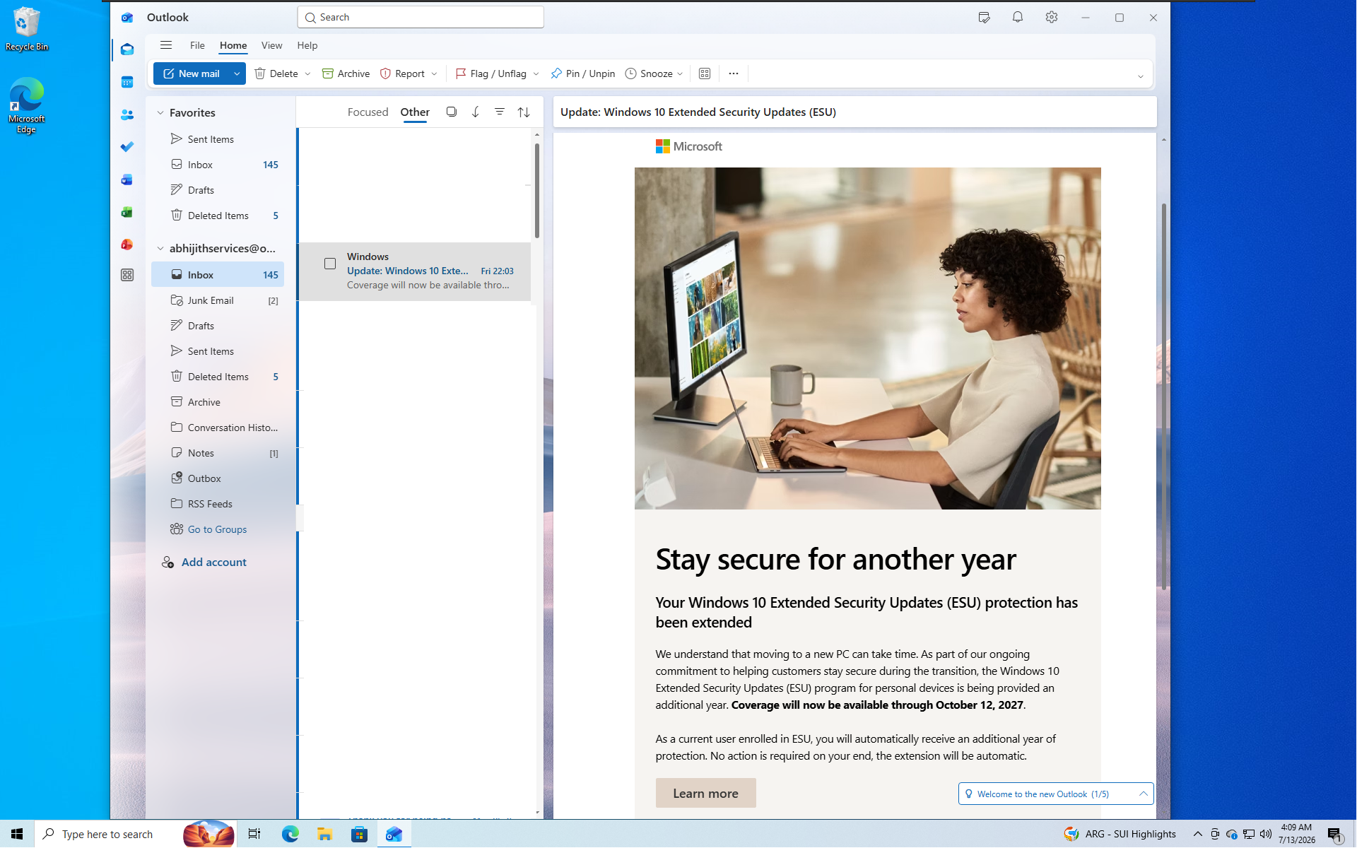 Microsoft sends Windows 10 ESU extension email to users