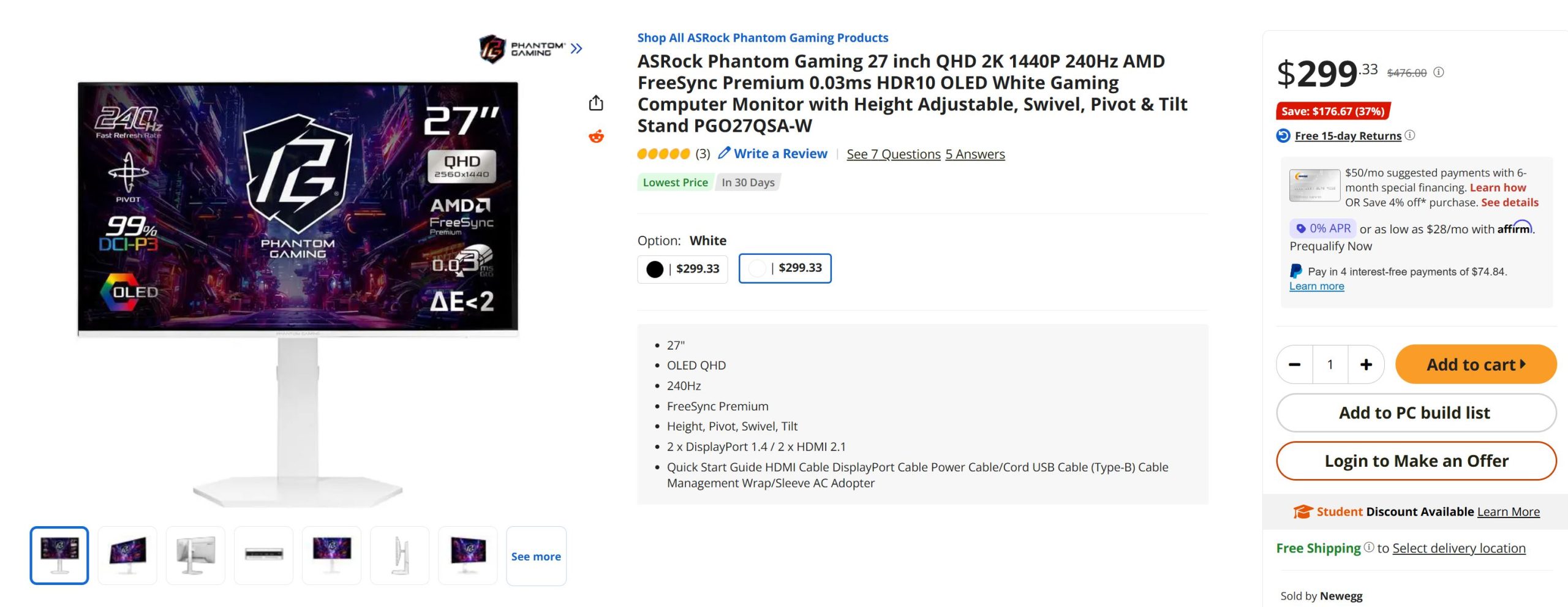 ASRock пропонує найдешевший 240 Гц QD-OLED монітор за $299 2