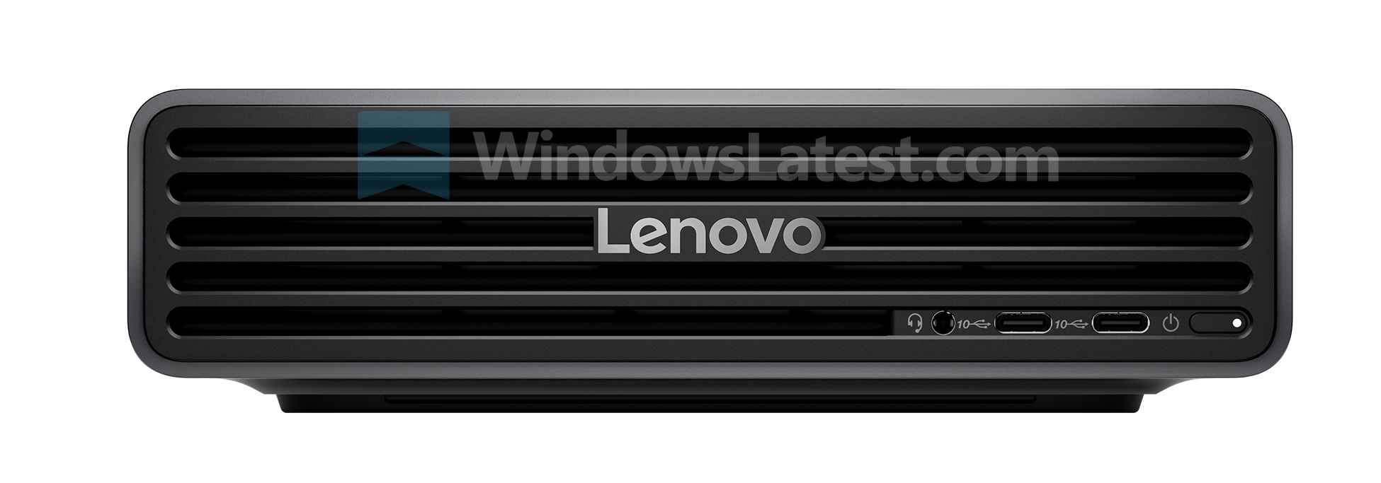 Фронтальний вигляд настільного комп'ютера Lenovo ThinkCentre X Ultra з передніми портами