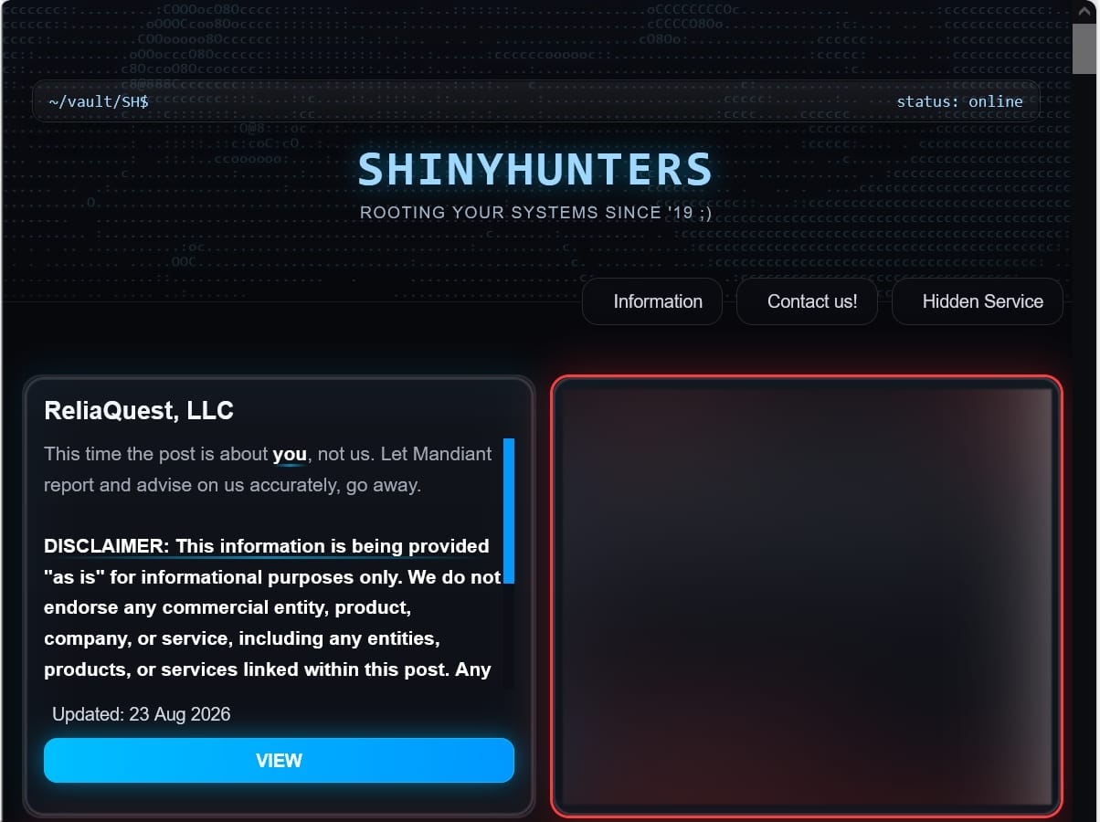 ReliaQuest відбила спробу крадіжки даних після атаки ShinyHunters 3