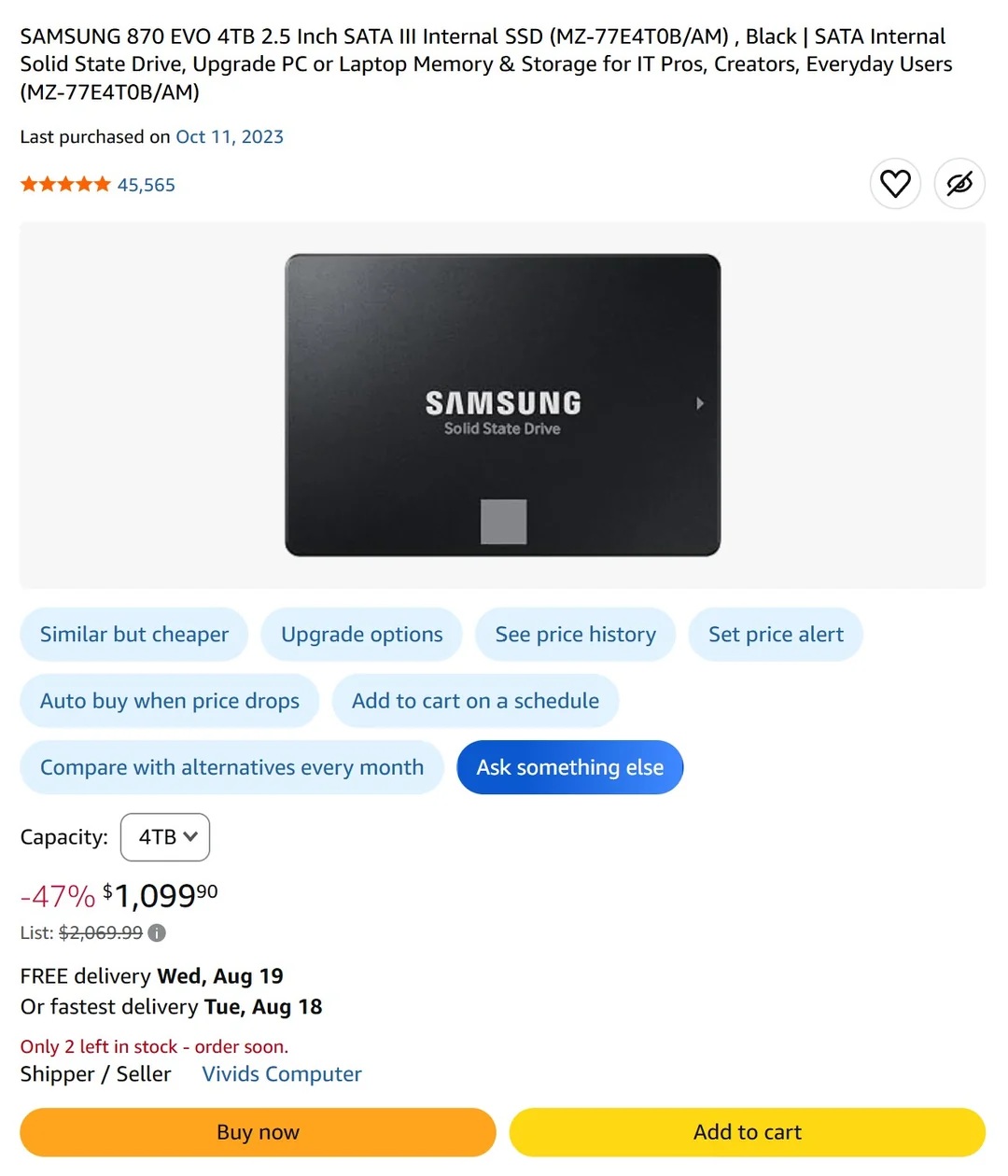 SSD Samsung 870 EVO 4TB подорожчав ушестеро за три роки 3
