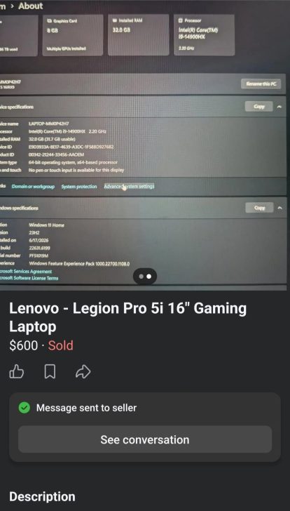 Facebook Marketplace: геймерський ноутбук з RTX 4070 продали за $600 3