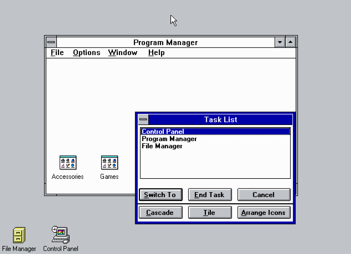 Перемикання завдань у Windows 3.1
