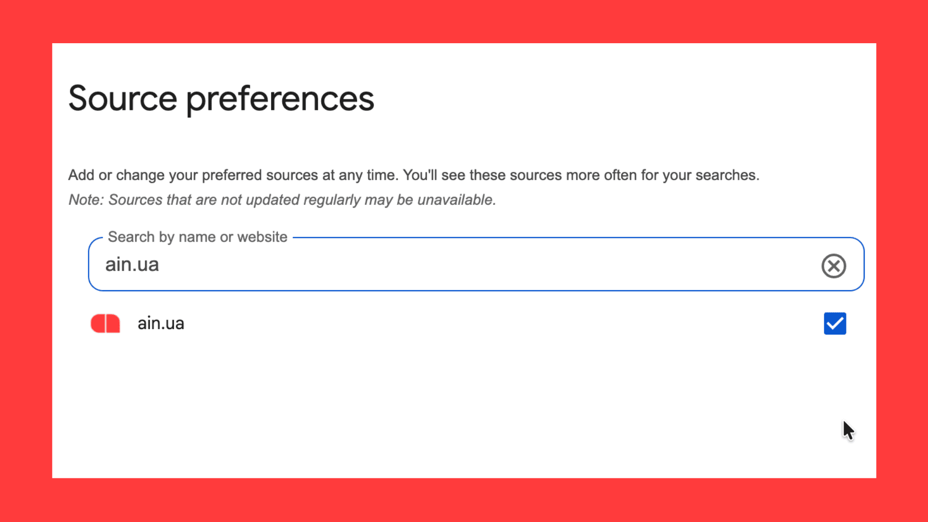Google дозволяє додавати AIN до Preferred Sources 4
