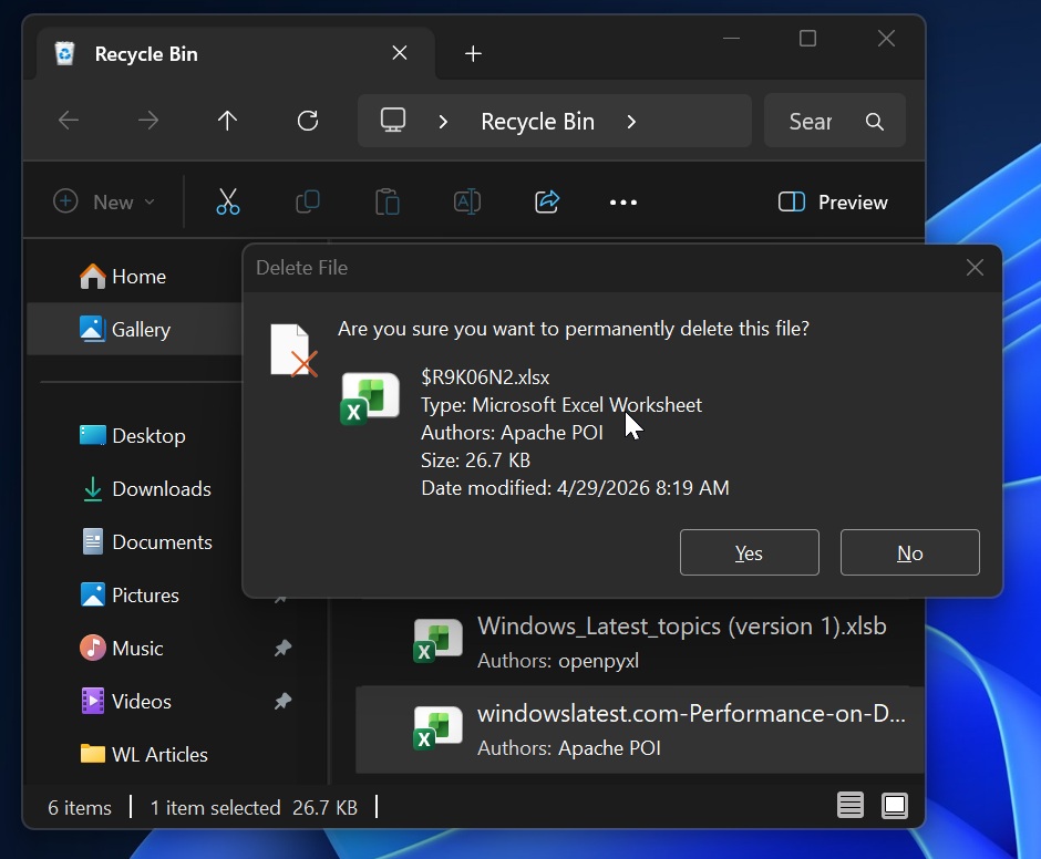 Windows 11 Recycle Bin