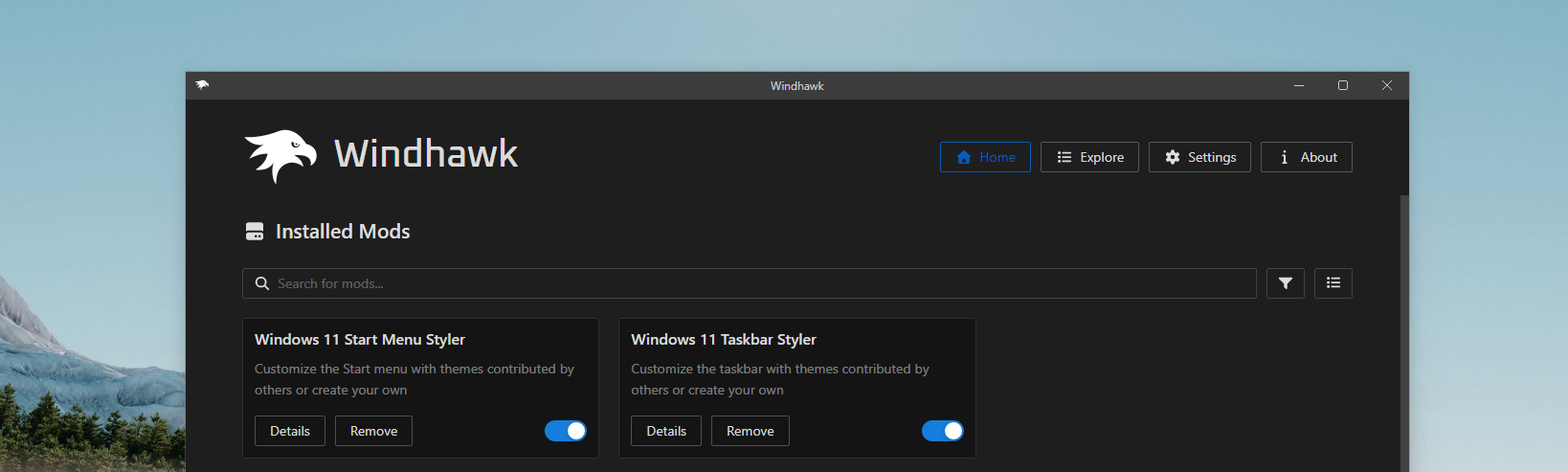 Windhawk Mods installed