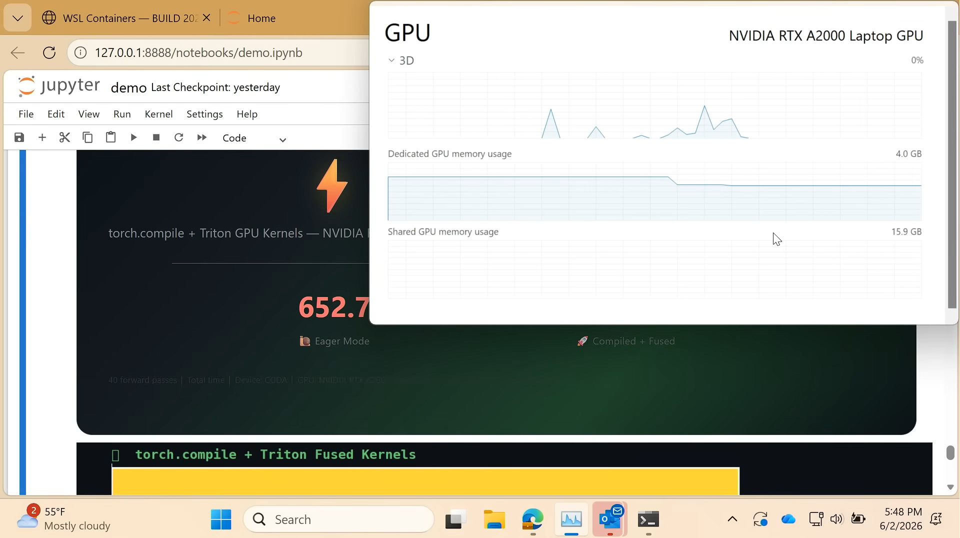GPU being used for WSL Container