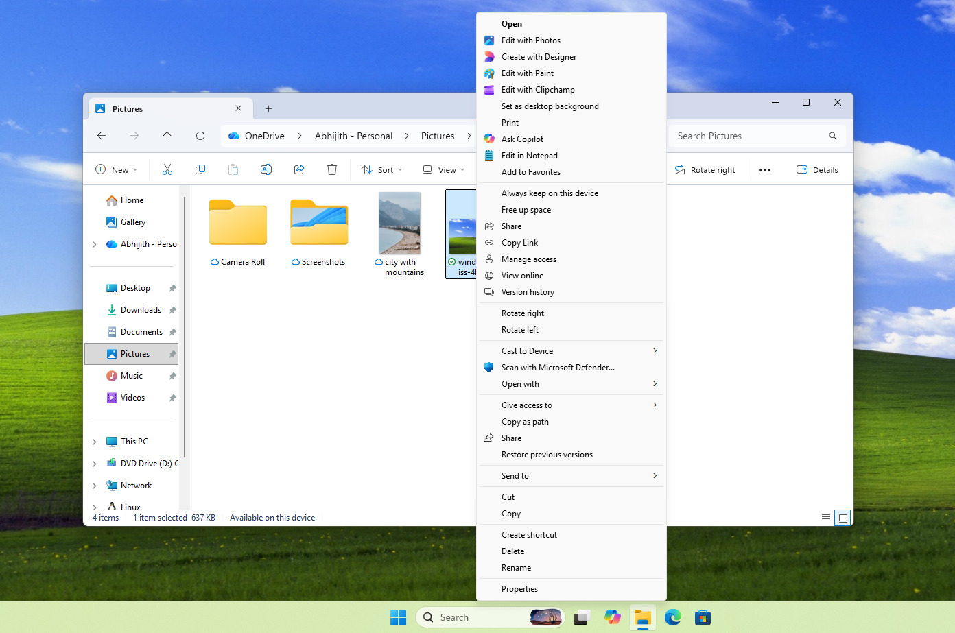 Show more options in File Explorer context menu gives another context menu that looks like it is from Windows 10