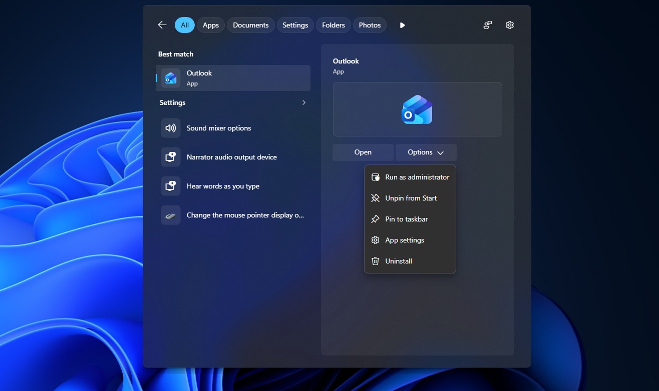 Новий інтерфейс пошуку в Windows 11