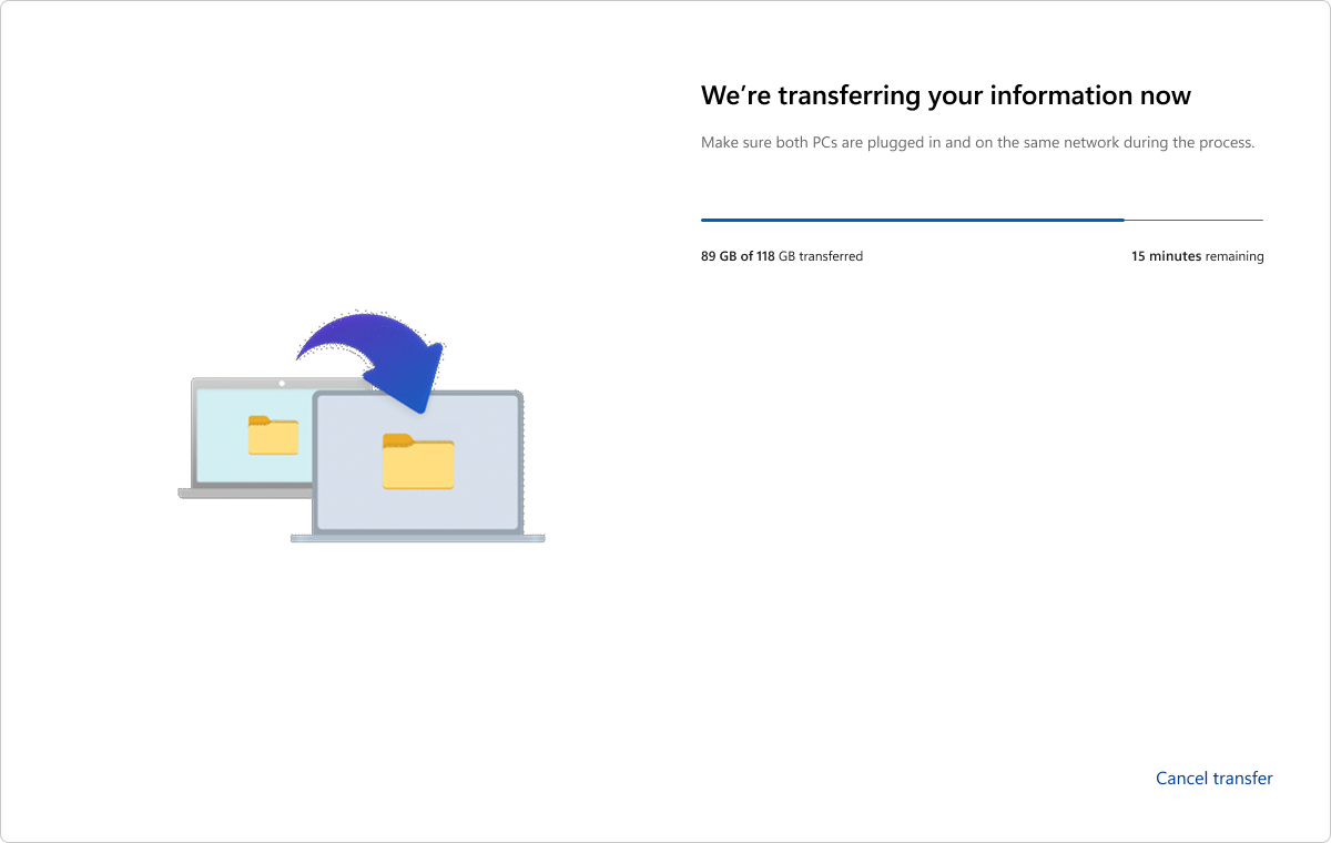 Microsoft припиняє роботу над інструментом для передачі даних між ПК у Windows 11 заради OneDrive 6 Перенесення файлів за допомогою інструменту PC-to-PC transfer