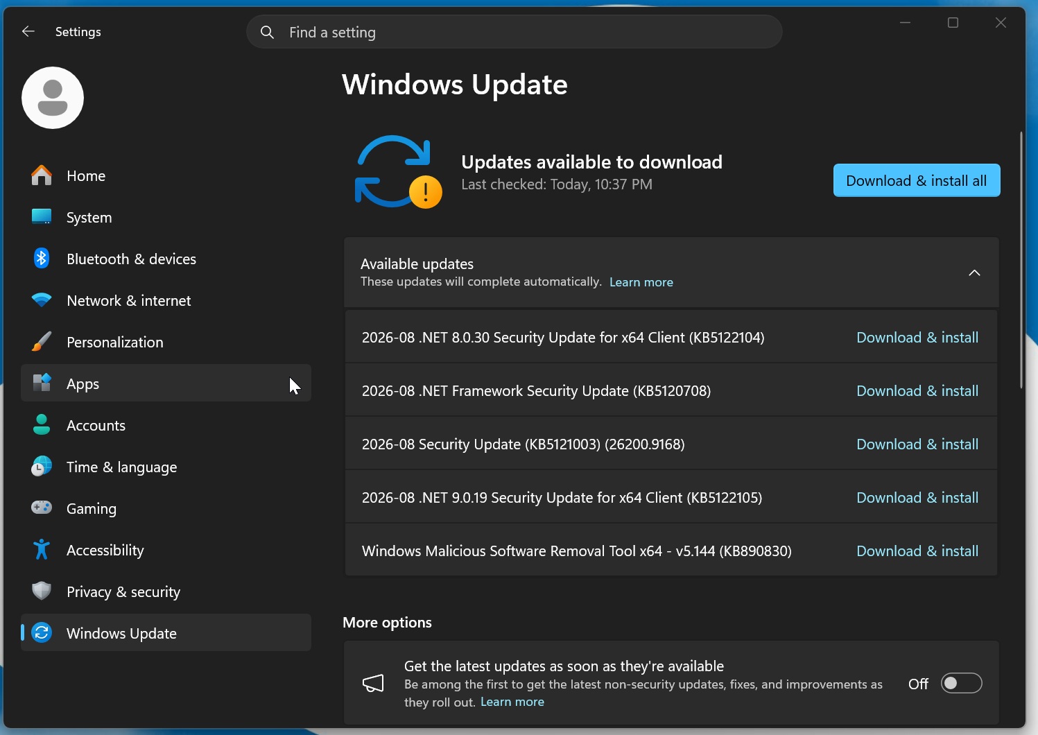 Microsoft виправляє примусові перезавантаження Windows 11 під час оновлень 3 Оновлення за серпень показує всі оновлення в розділі Доступні оновлення