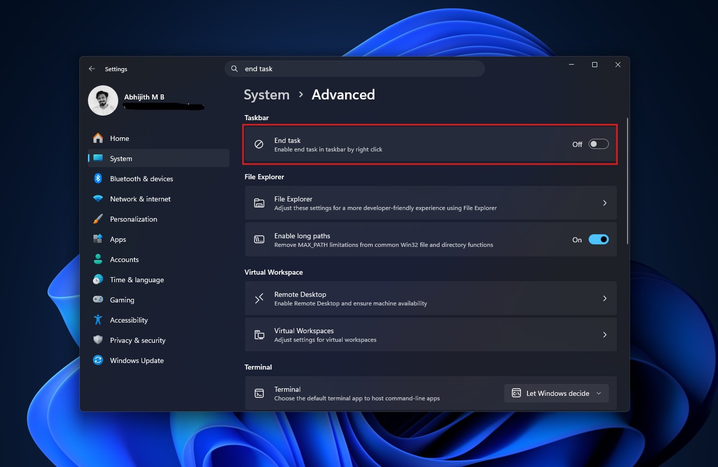 Як увімкнути функцію «Завершити завдання» у Windows 11