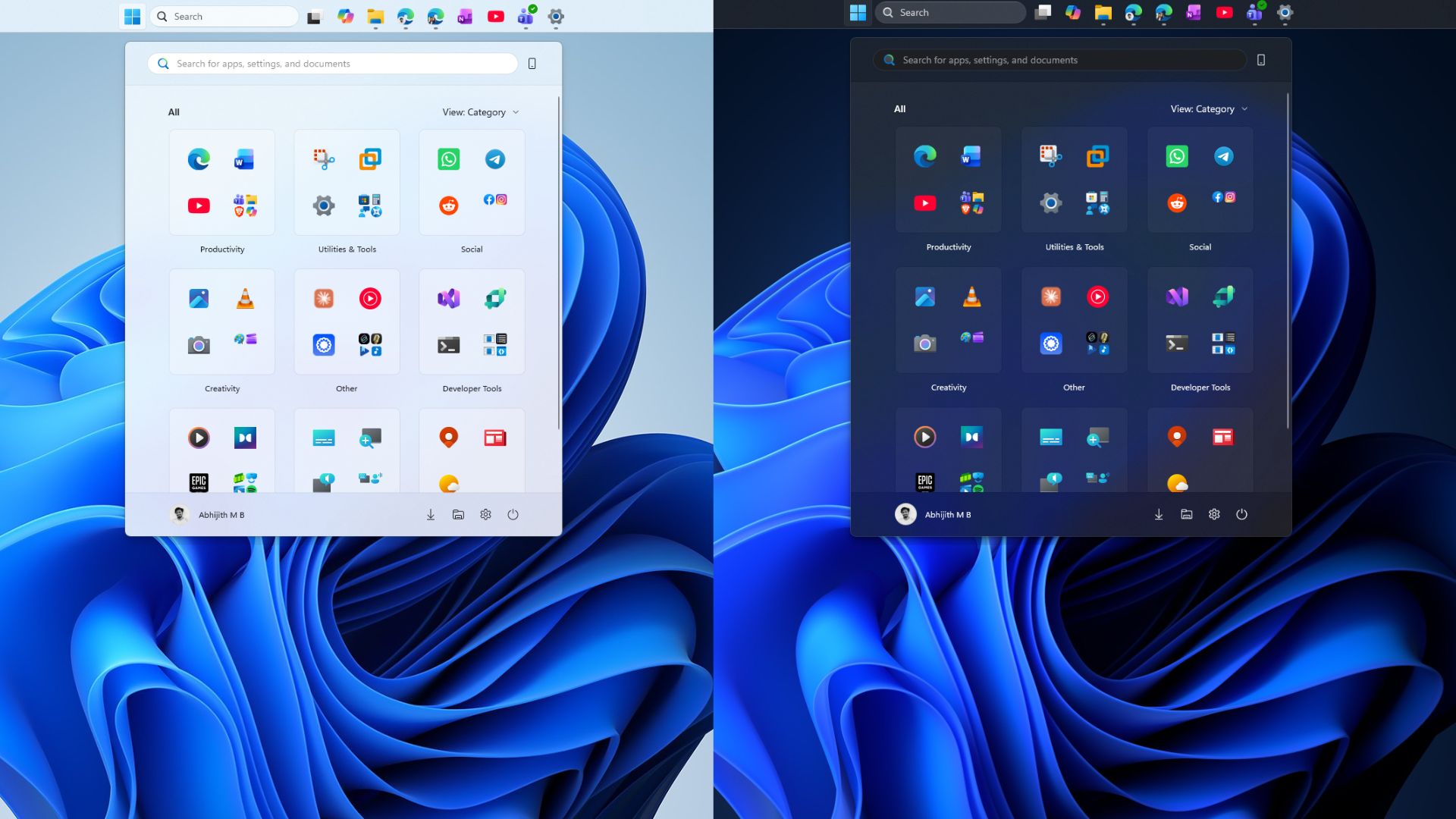 Windows 11 у світлому та темному режимах