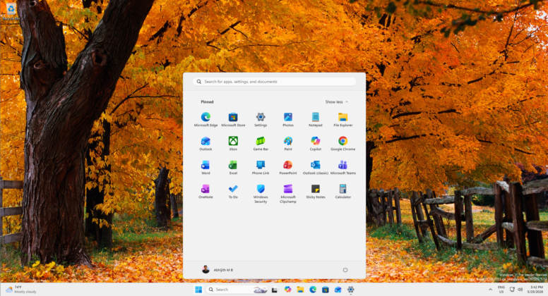 Start menu with just the Pinned apps