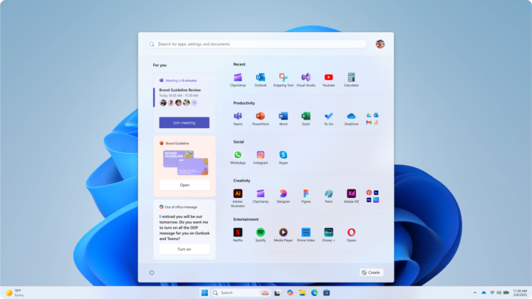 Прототип меню «Пуск» №1 від Microsoft