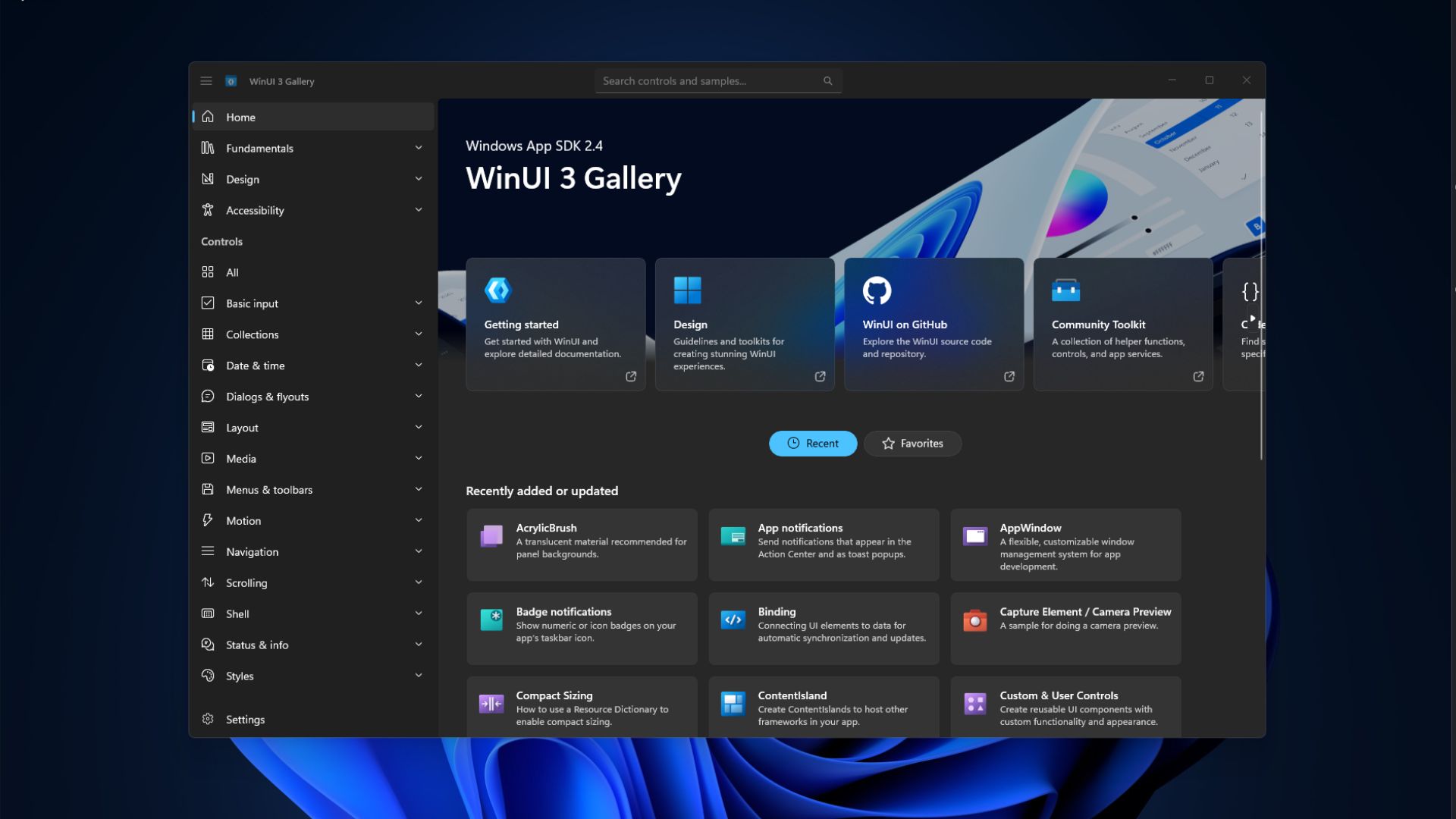 WinUI 3 Gallery