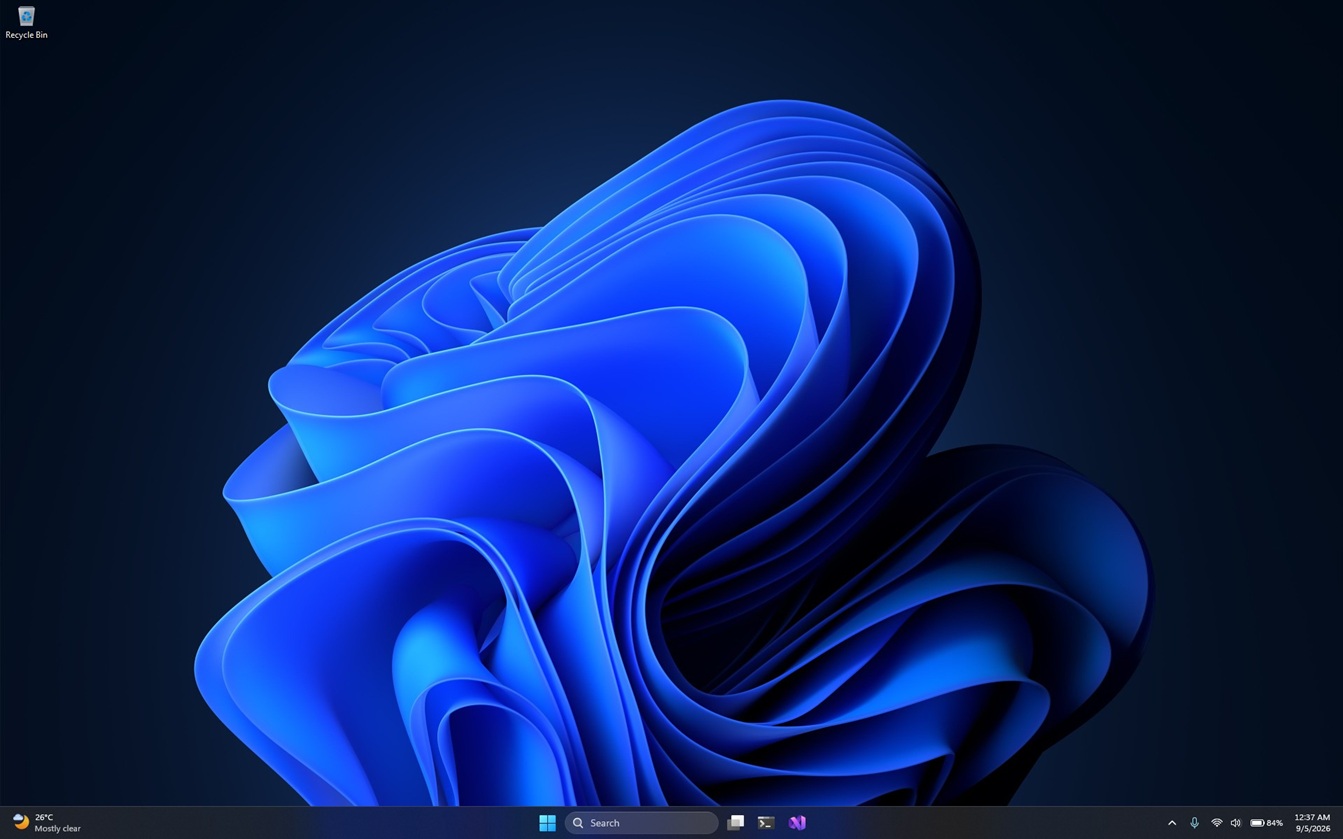 Visual Studio and Terminal pinned to the taskbar
