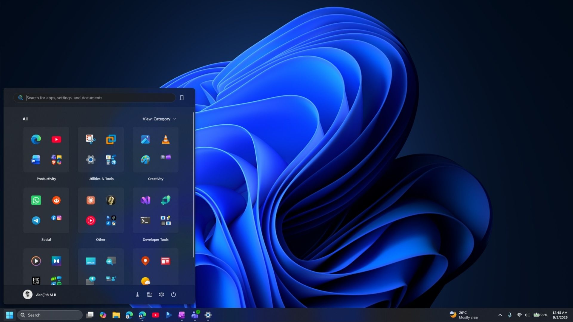 Left aligned Start menu in Windows 11