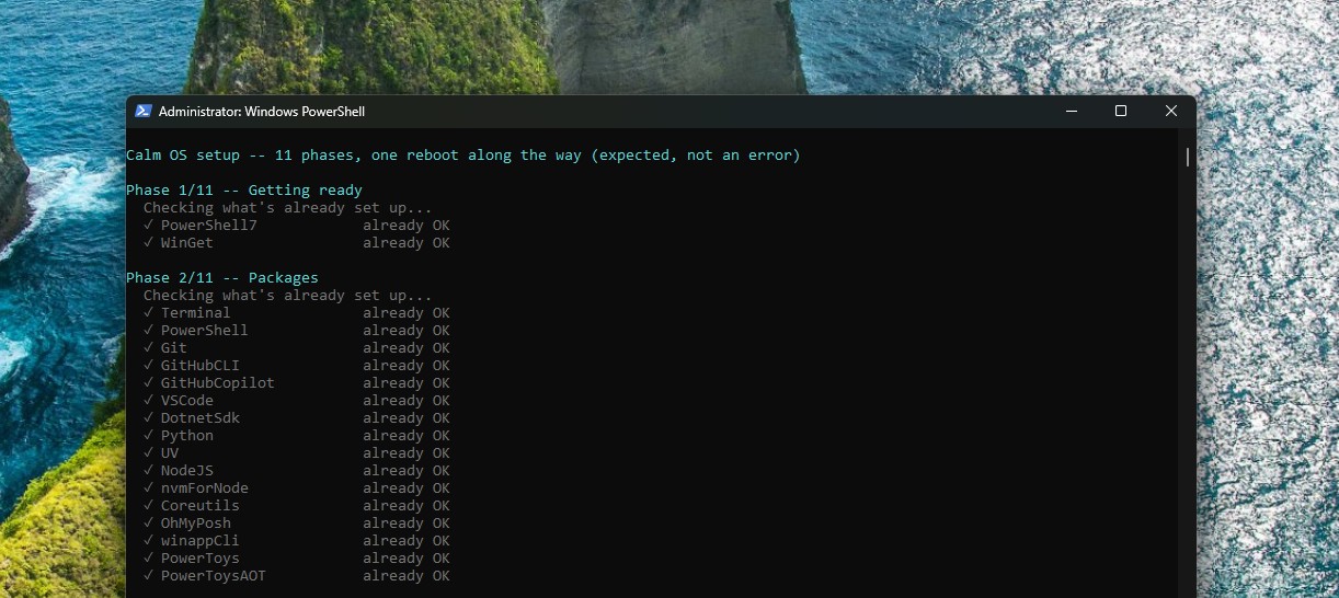 Усі пакети, що встановлюються за допомогою Windows Developer Config