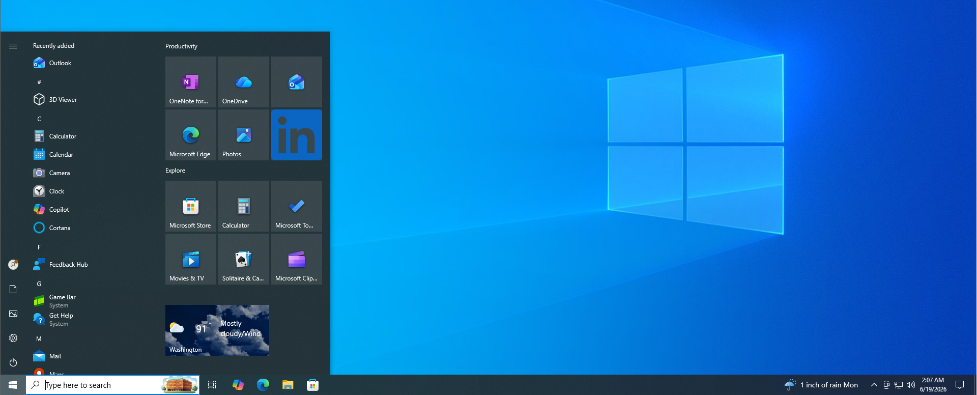 Windows 10 Start menu