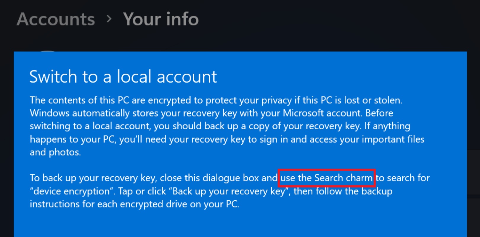 Windows 11 згадує панель Charms