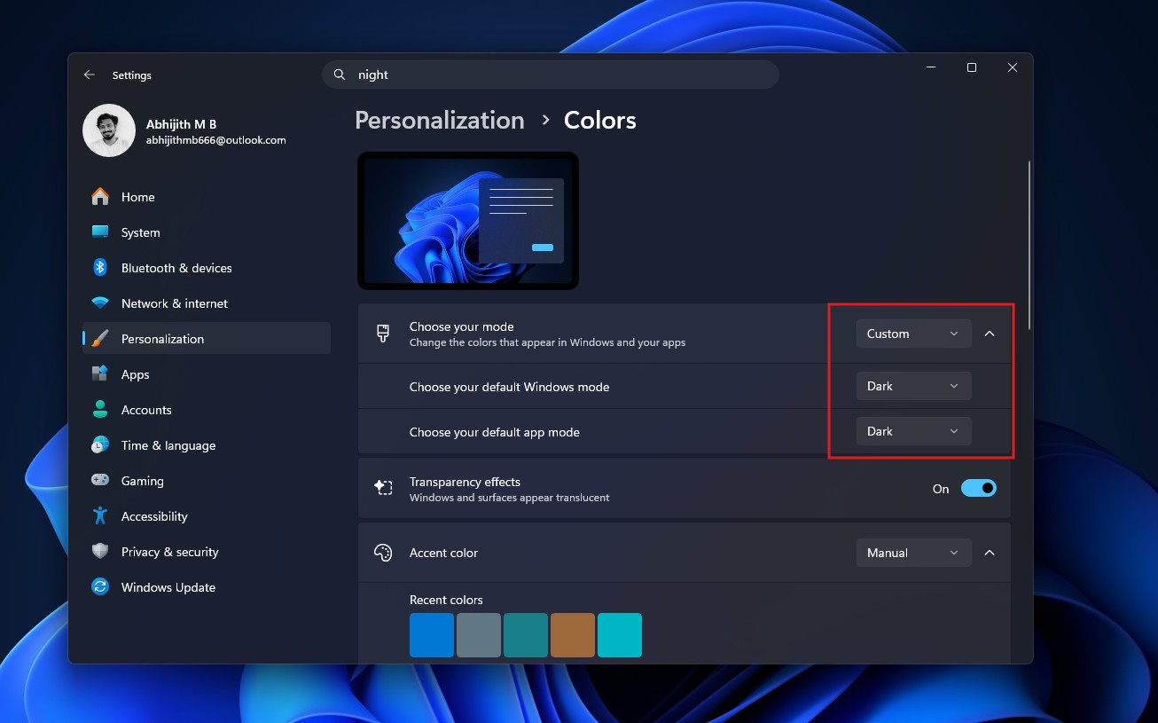 Налаштування темного режиму у Windows 11