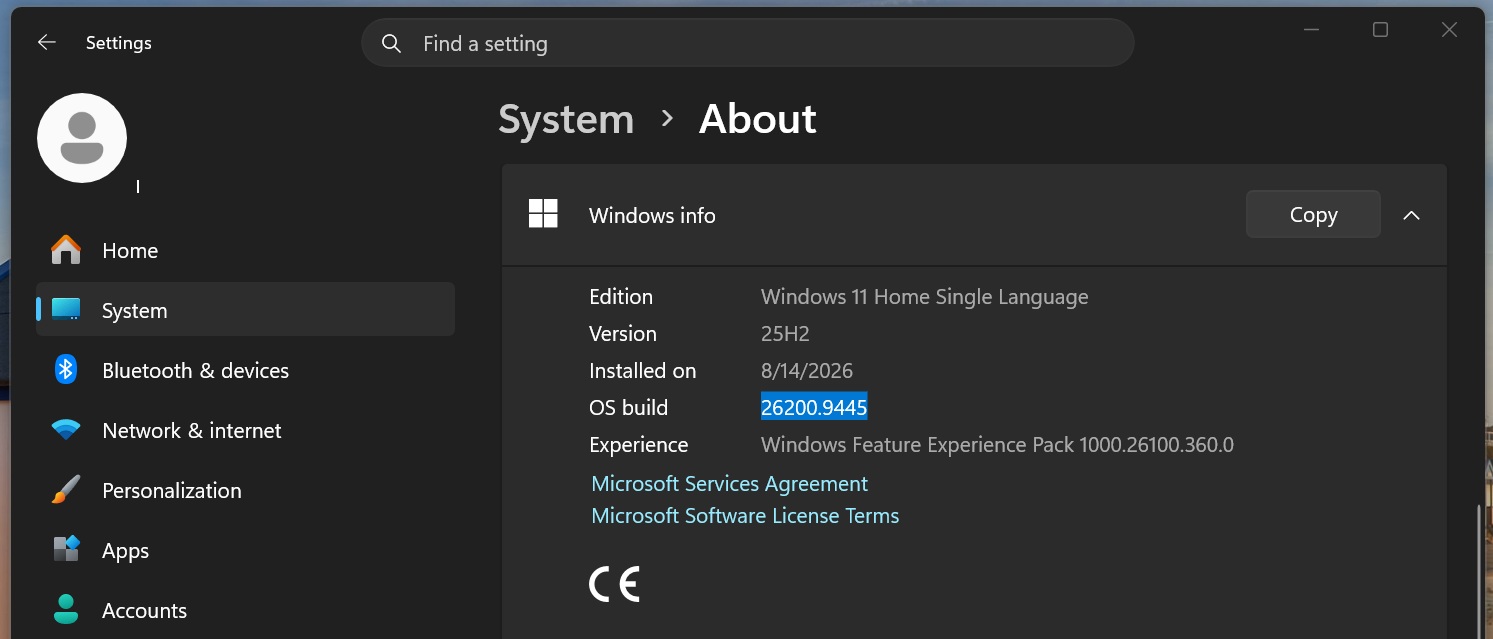 Windows 11: оновлення вимикає звук на деяких ПК, а помилки накопичуються 2 Windows 11 Build 26200.9445 update