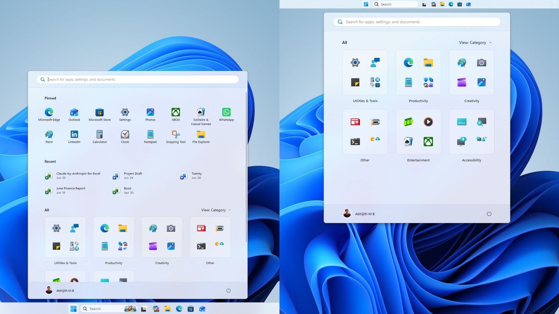 Windows 11 26H2: перші враження від оновлення 2 Start menu in top position smaller taskbar in Windows 11