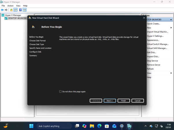 Windows 11 отримує темний режим для застарілих елементів інтерфейсу замість їх видалення 5 Майстер створення нового віртуального жорсткого диска Hyper-V у темному режимі